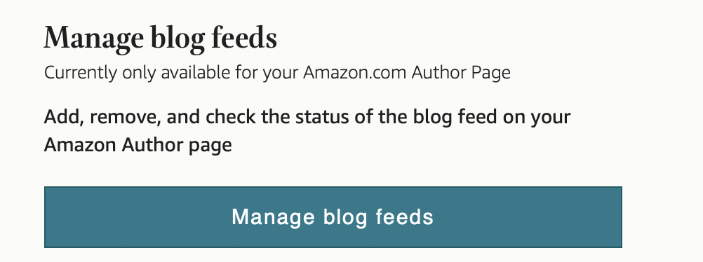 Manage Blog Feeds Amazon Author Central